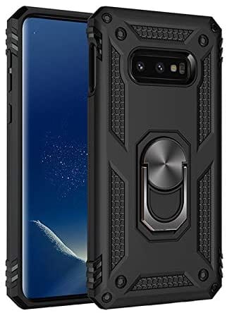 Samsung Galaxy S10E Military Armor Dual Heavy-Duty Shockproof Ring Holder Case (Black) - The Accessories  Place 