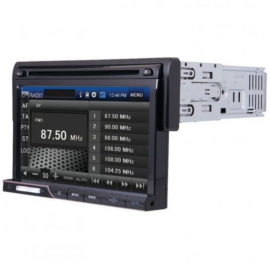 Power Acoustik  7" Single-DIN In-Dash LCD Touchscreen DVD Receiver with Detachable Face (With Bluetooth®)