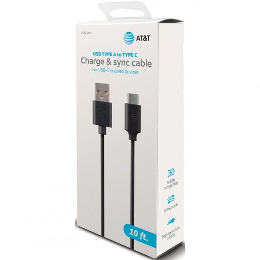 AT&T Charge & Sync USB-A to USB-C® Cable (10ft)