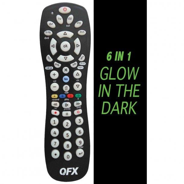 QFX 6-in-1 Universal Remote with Glow-in-the-Dark Buttons
