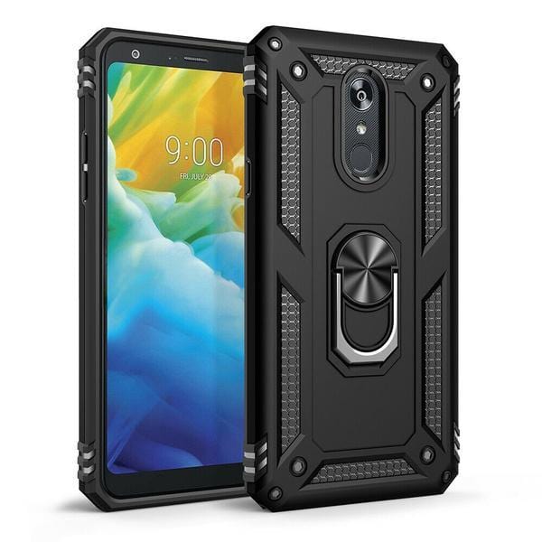 LG Stylo 5 Military Armor Dual Heavy-Duty Shockproof Ring Holder Case (Black) - The Accessories  Place 