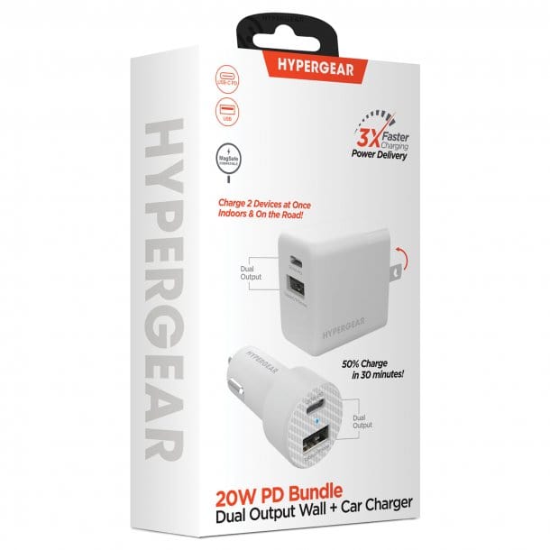 Two 20-Watt and 2.4-Amp Wall/Car Dual Chargers Bundle (White)