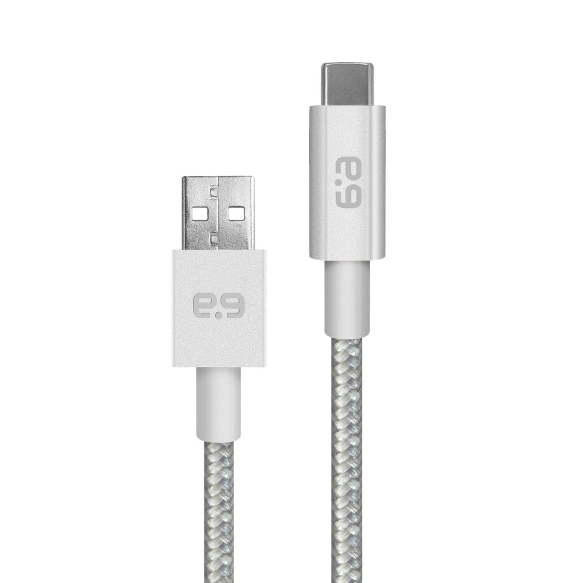 USB-C to USB-A Cable 4 FT. Braided Metallic Braided Silver CHARGER - The Accessories  Place 