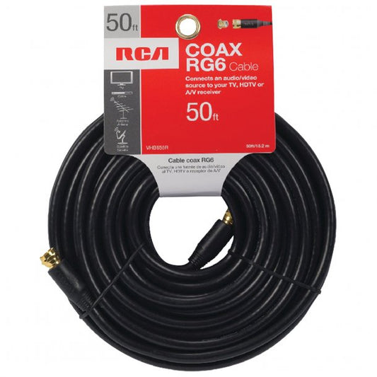 RCA RG6 Coaxial Cable (50ft; Black)
