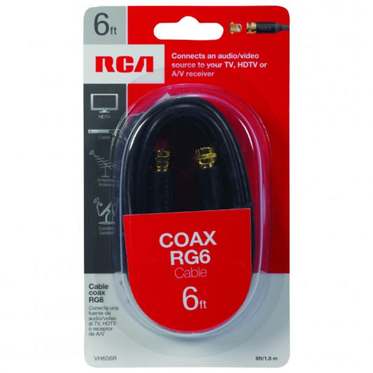 RCA RG6 Coaxial Cable (6ft; Black)