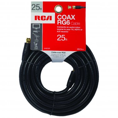 RCA RG6 Coaxial Cable (25ft; Black)