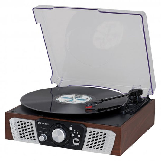 SYLVANIA Turntable with 2 Built-in Speakers & USB Playback