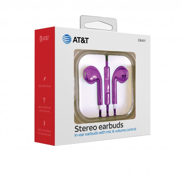AT&T In-Ear Wired Stereo Earbuds with Microphone (Rose)