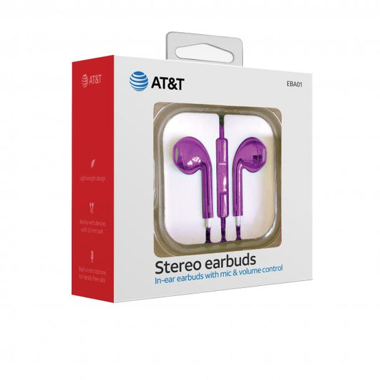 AT&T In-Ear Wired Stereo Earbuds with Microphone (Rose)