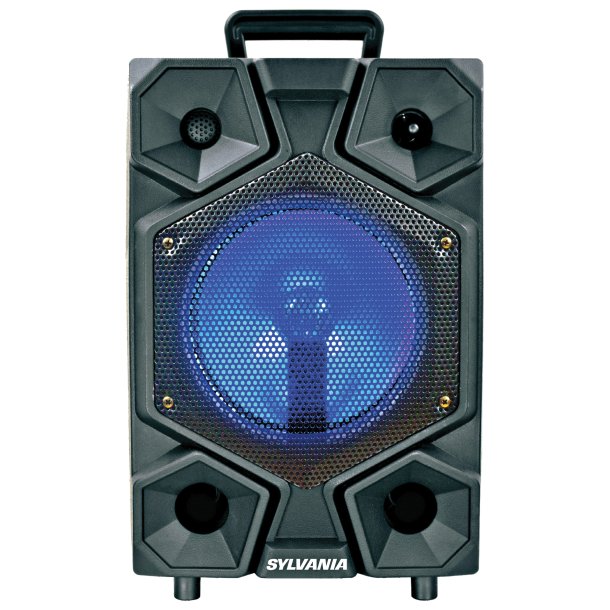 SYLVANIA 8-Inch Bluetooth® Tailgate Speaker with FM Radio, LED Lighting, and Microphone