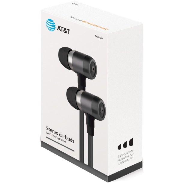 AT&T PE50 In-Ear Stereo Earbuds with Microphone (Gray)