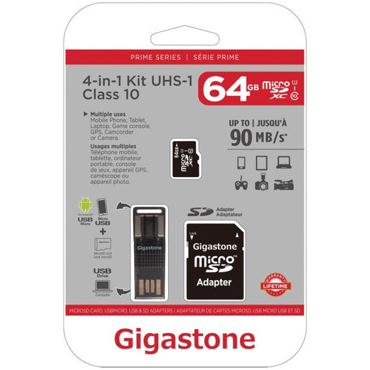 Gigastone Prime Series microSD™ Card 4-in-1 Kit (64GB)