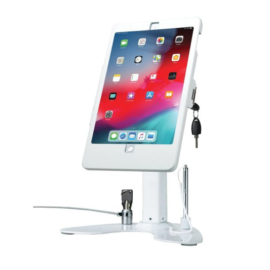 CTA Digital Dual Security Kiosk Stand with Locking Case and Cable for 10.2-Inch iPad® (White)