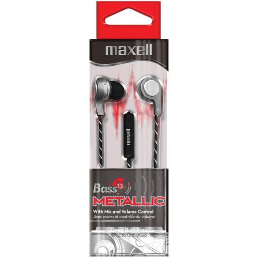 Maxell Bass 13 Metallic On-Ear Bluetooth® Earbuds with Microphone, Gray
