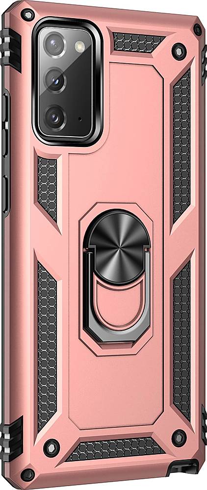 Samsung Galaxy Note 20 Military Armor Dual Heavy-Duty Shockproof Ring Holder Case (Rose Gold)