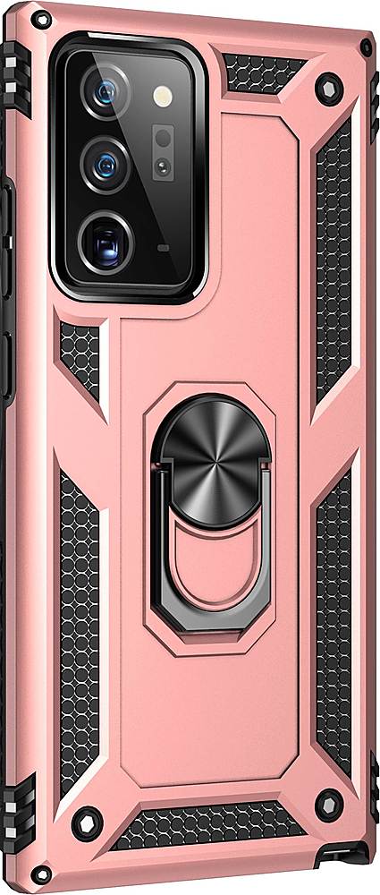 Samsung Galaxy Note 20 Ultra Military Armor Dual Heavy-Duty Shockproof Ring Holder Case (Rose Gold)
