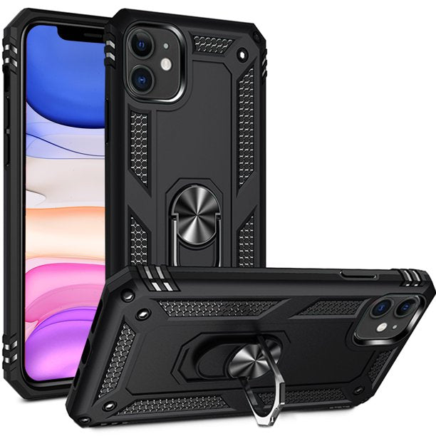 Military Armor Dual Heavy-Duty Shockproof Ring Holder Case for IPHONE 12 MINI