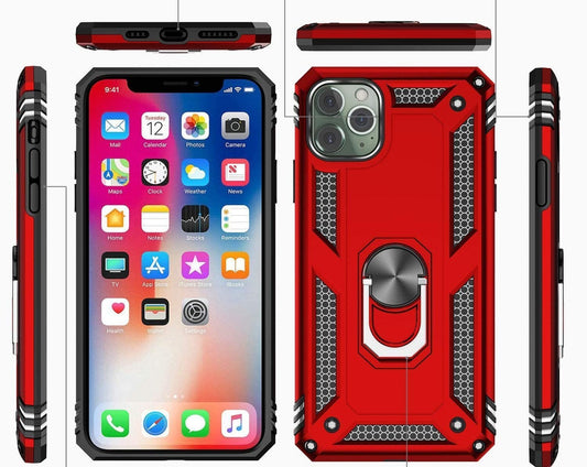 iPhone 11 Pro Max  Military Armor Dual Heavy-Duty Shockproof Ring Holder Case (Red) - The Accessories  Place 