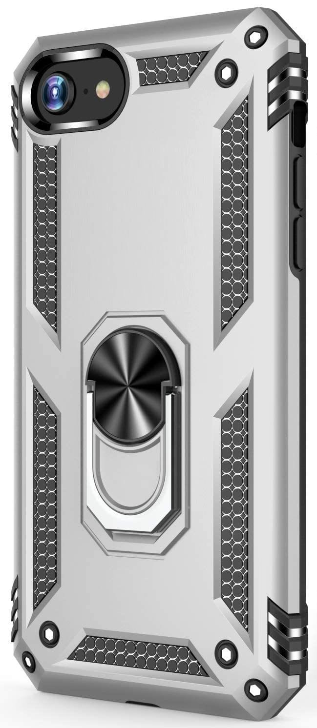iPhone 6/7/8SE  Military Armor Dual Heavy-Duty Shockproof Ring Holder Case (Silver) - The Accessories  Place 