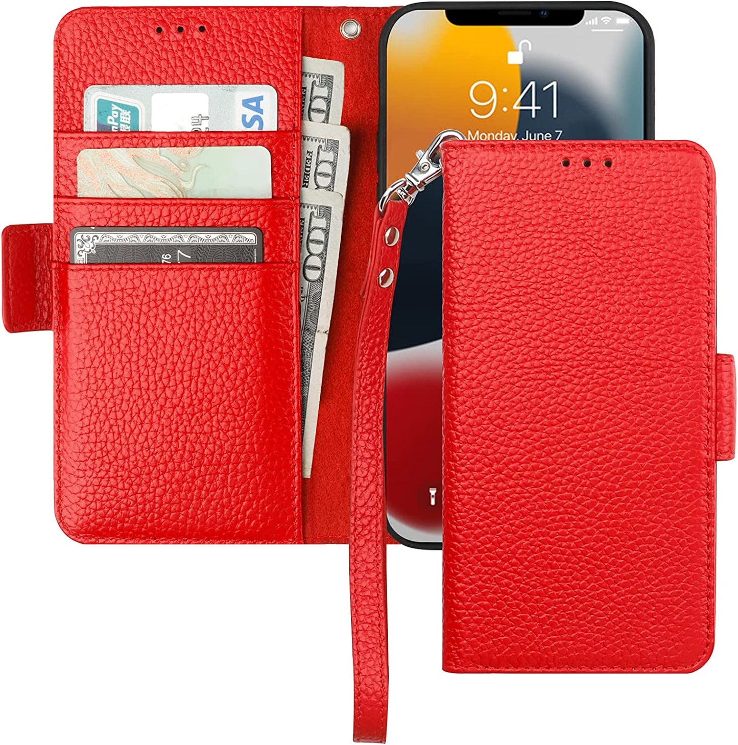 iPhone 13/14 PRO MAX Leather Wallet Card Holder Case