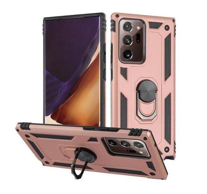 Samsung Galaxy Note 20 Ultra 5G Military Armor Dual Heavy-Duty Shockproof Ring Holder Case (Rose Gold) - The Accessories  Place 
