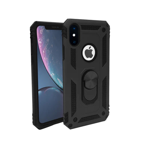 Military Armor Dual Heavy-Duty Shockproof Ring Holder Case for IPHONE XS MAX
