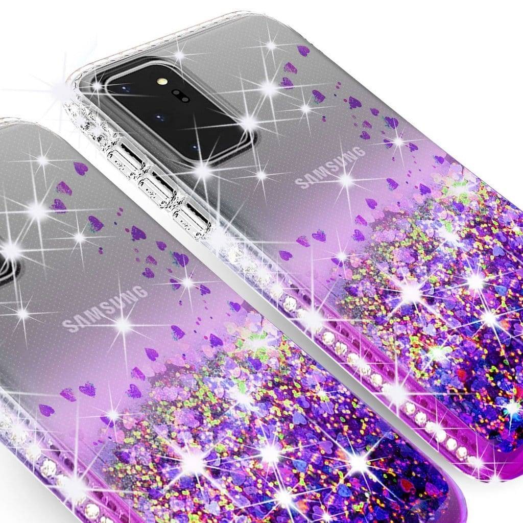 Samsung Galaxy Note 20+ Ultra Purple Heart Sparkles Glitter Case (Purple)