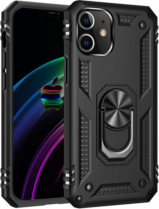 iPhone 11 Pro Military Armor Dual Heavy-Duty Shockproof Ring Holder Case (Black) - The Accessories  Place 