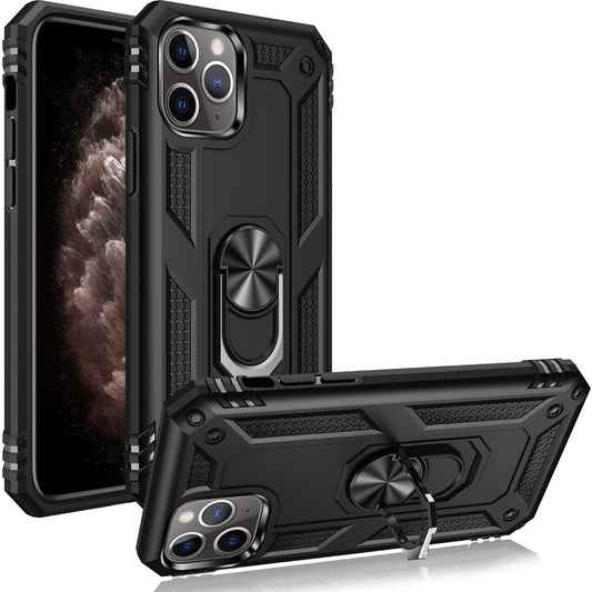 iPhone 11 Pro Max Military Armor Dual Heavy-Duty Shockproof Ring Holder Case (Black) - The Accessories  Place 