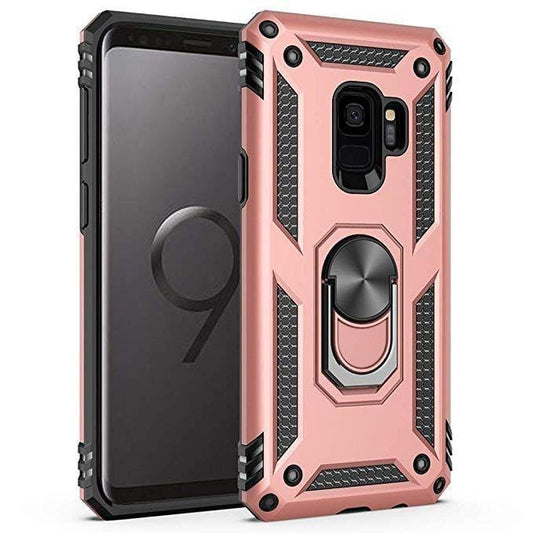 Samsung Galaxy S9 Military Armor Dual Heavy-Duty Shockproof Ring Holder Case (Rose Gold) - The Accessories  Place 