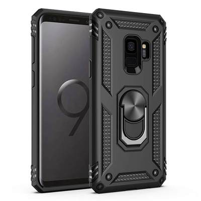 Samsung Galaxy S9+ Plus Military Armor Dual Heavy-Duty Shockproof Ring Holder Case (Black) - The Accessories  Place 