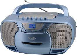 JENSEN CD-590 1-Watt Portable Stereo CD and Cassette Player/Recorder with AM/FM Radio and Bluetooth® (Blue)