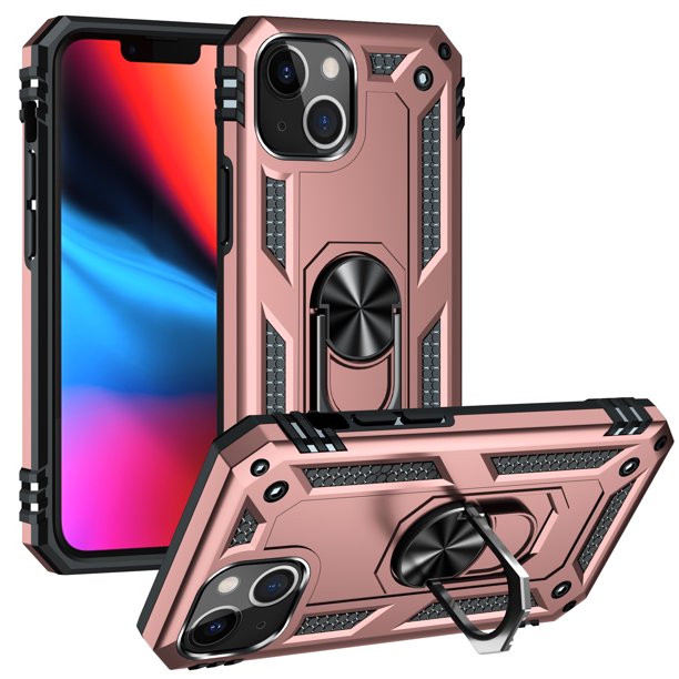 Military Armor Dual Heavy-Duty Shockproof Ring Holder Case for IPHONE 13 MINI