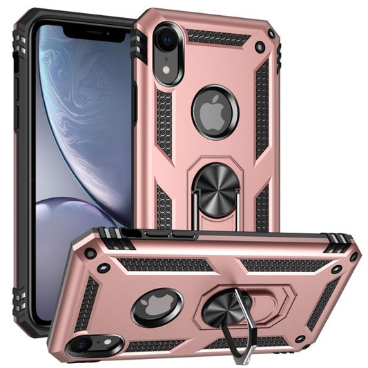Military Armor Dual Heavy-Duty Shockproof Ring Holder Case for IPHONE XR