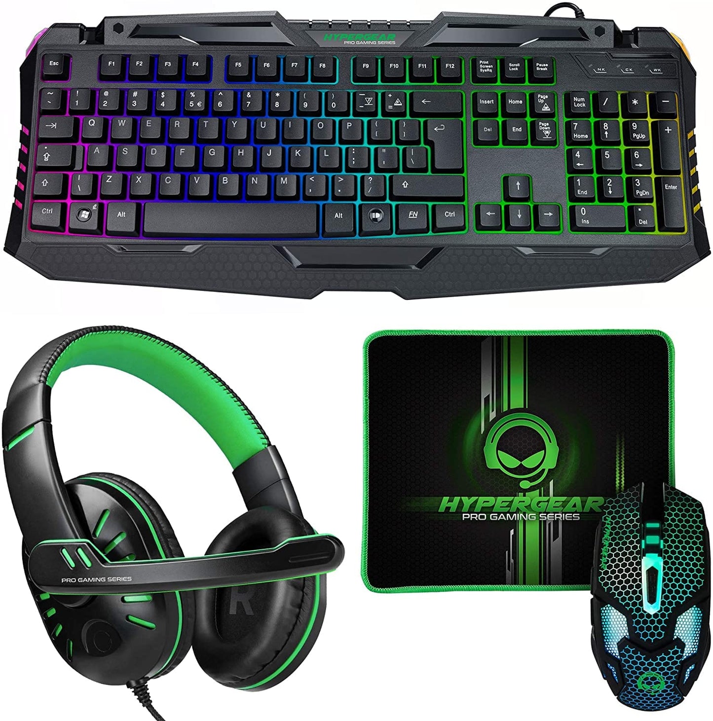 HyperGear 4-in-1 Gaming Kit (Keyboard+Mouse+Headphones+MousePad)