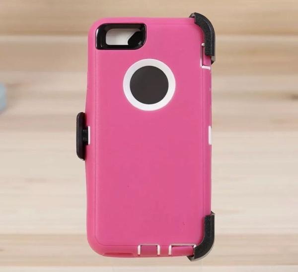 iPhone 6+/6s+ Military Armor Dual Heavy-Duty Shockproof Clip Holder Case (Pink/White)