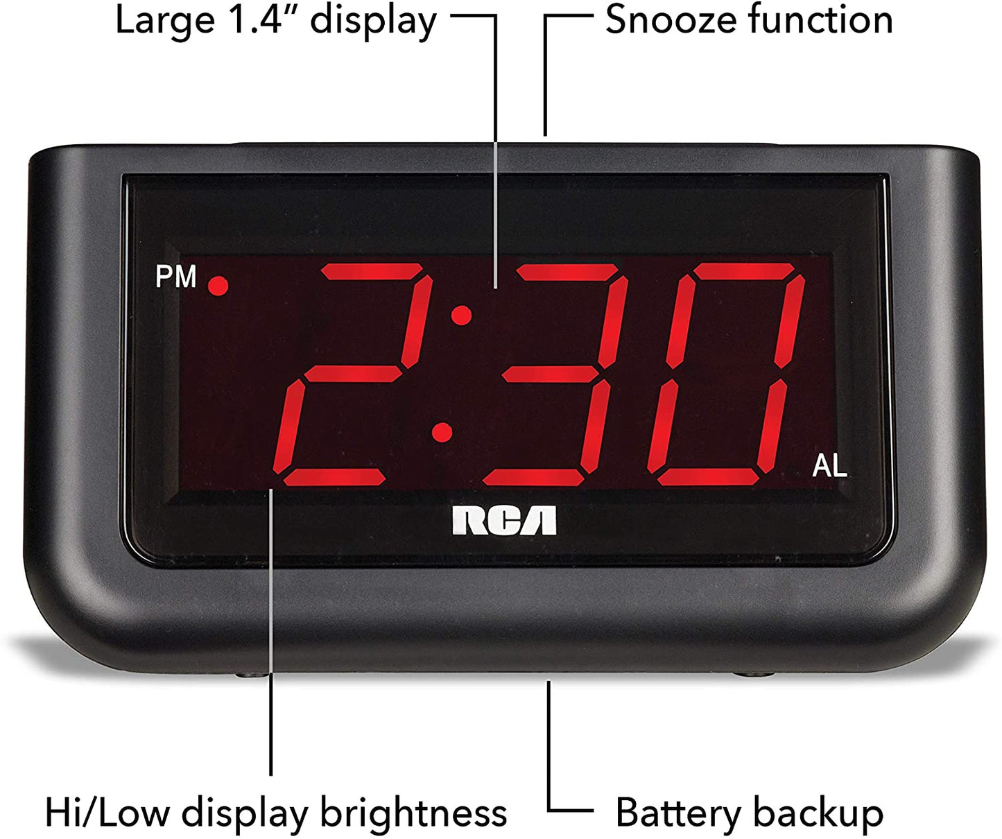 RCA Digital Alarm Clock -1.4" Large LED Display