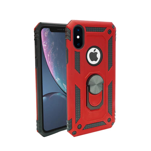 Military Armor Dual Heavy-Duty Shockproof Ring Holder Case for IPHONE X / XS