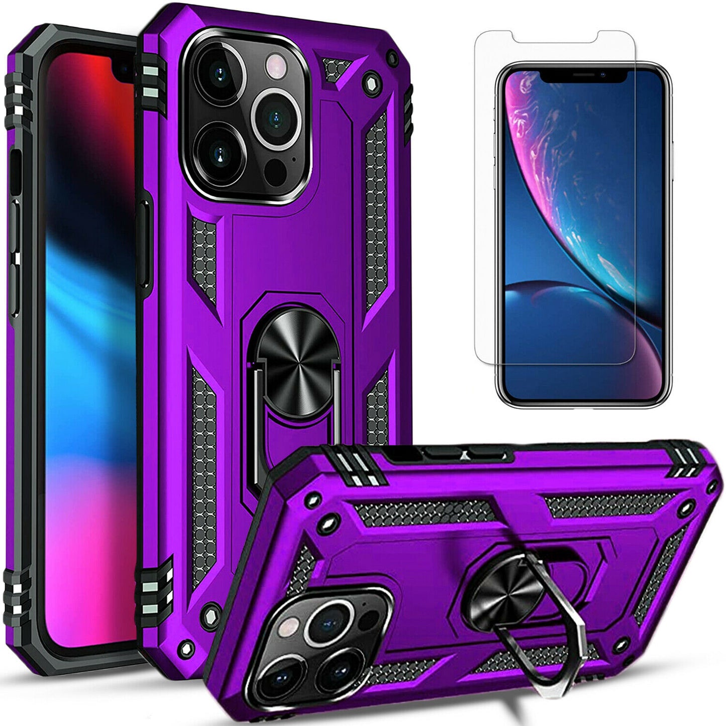Military Armor Dual Heavy-Duty Shockproof Ring Holder Case for IPHONE 11 PRO MAX