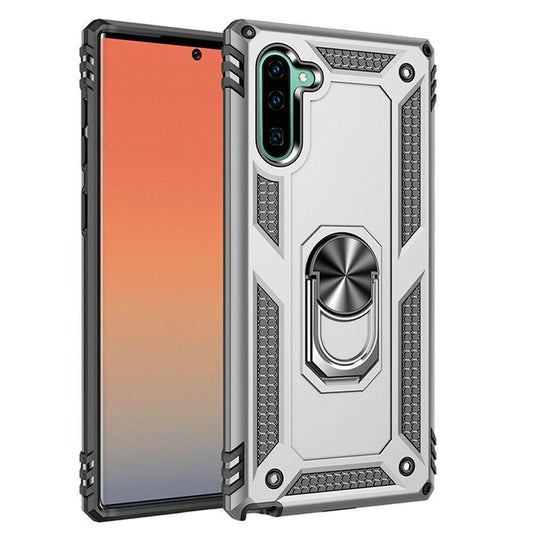 Samsung Galaxy Note 10 Plus Military Armor Dual Heavy-Duty Shockproof Ring Holder Case (Silver) - The Accessories  Place 